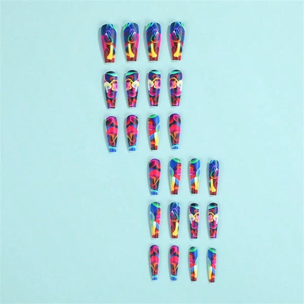 Colorblast design long press on nails