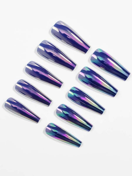 Galaxy purple reflective iridescent design press on