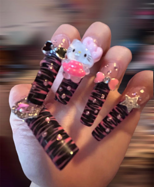 Exclusive Retro Y2K HK 3D design press on nail