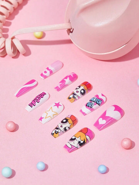 PP girls graphic cartoon press on nails