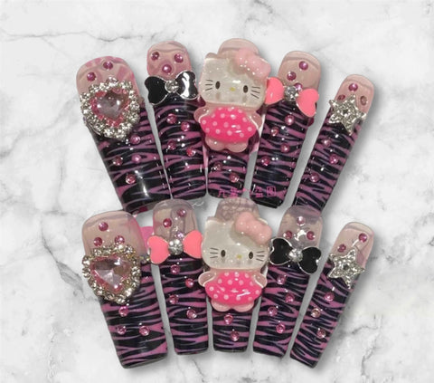 Exclusive Retro Y2K HK 3D design press on nail