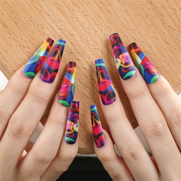 Colorblast design long press on nails