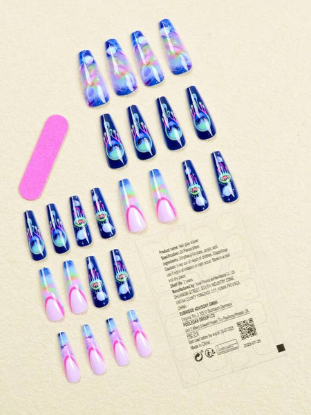 Out of this world graphic exotic long press on nails