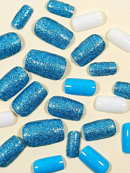 24pcs Blue dreams classic natural length press on nails
