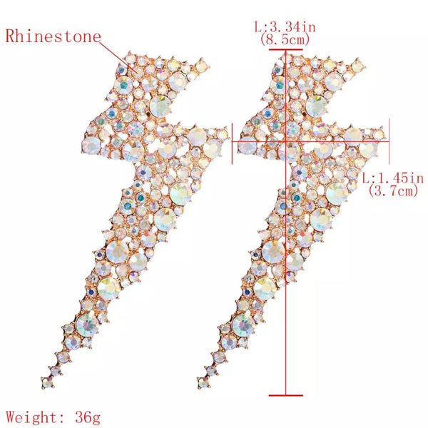 Luxury Blinged out rhinestone Lightning earrings