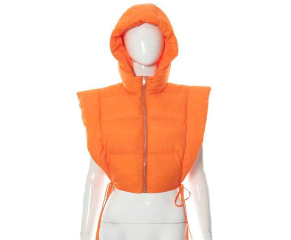 Runway puffer bubble vest hoodie crop jacket