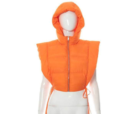 Runway puffer bubble vest hoodie crop jacket