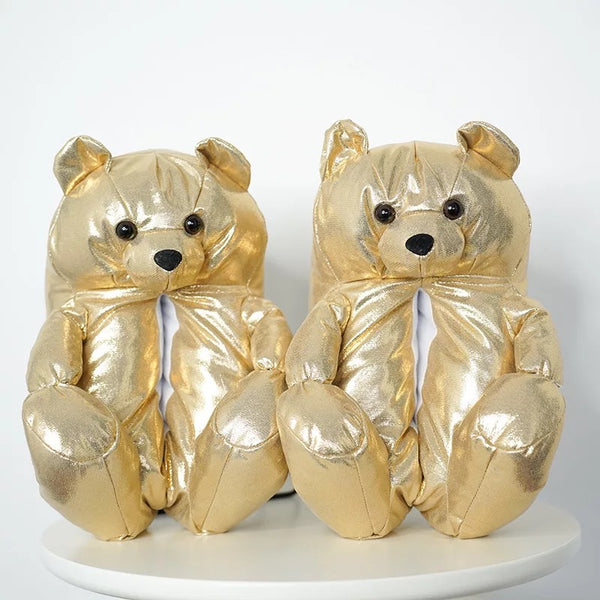 Dazz dollz collection big oversize fluffy warm plush teddy bear slippers