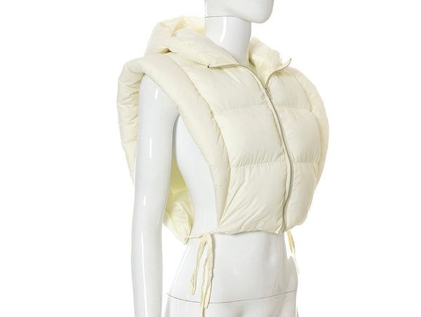 Runway puffer bubble vest hoodie crop jacket