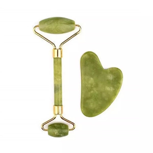 Rose quartz facial jade roller facial massager Gua sha stone set