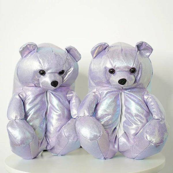 Dazz dollz collection big oversize fluffy warm plush teddy bear slippers