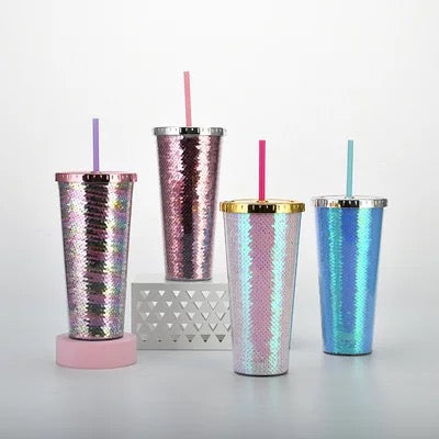 Luxury sequins detail tumbler cup
