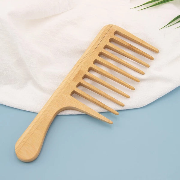 Large extra wide tooth bamboo wooden detangling comb