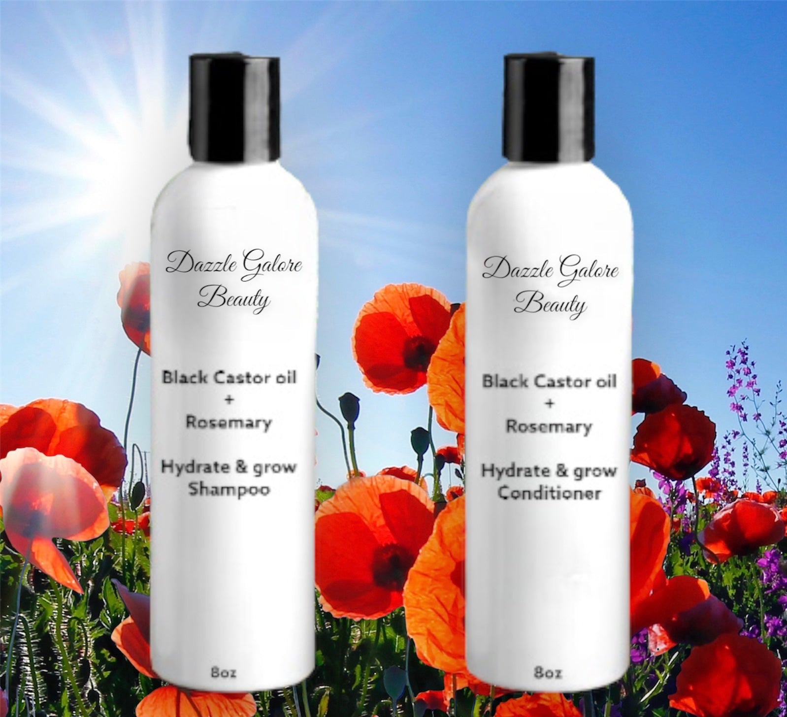 Natural Black castor oil + rosemary herbal hydrate & grow Shampoo & Conditoner