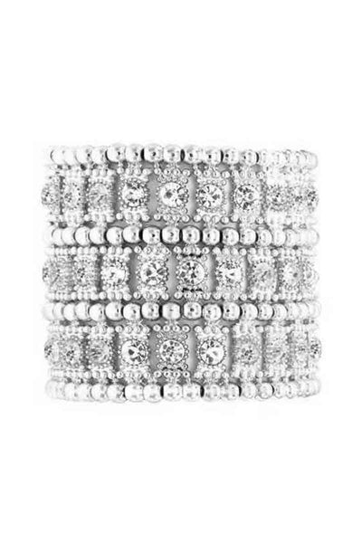 Metal Rhinestone Wide Stretch Bracelet