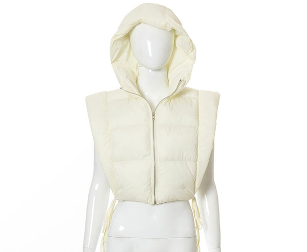 Runway puffer bubble vest hoodie crop jacket